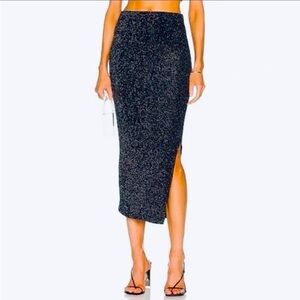 House of Harlow 1960 Black Metallic Mid pull on Pencil Skirt NWT
